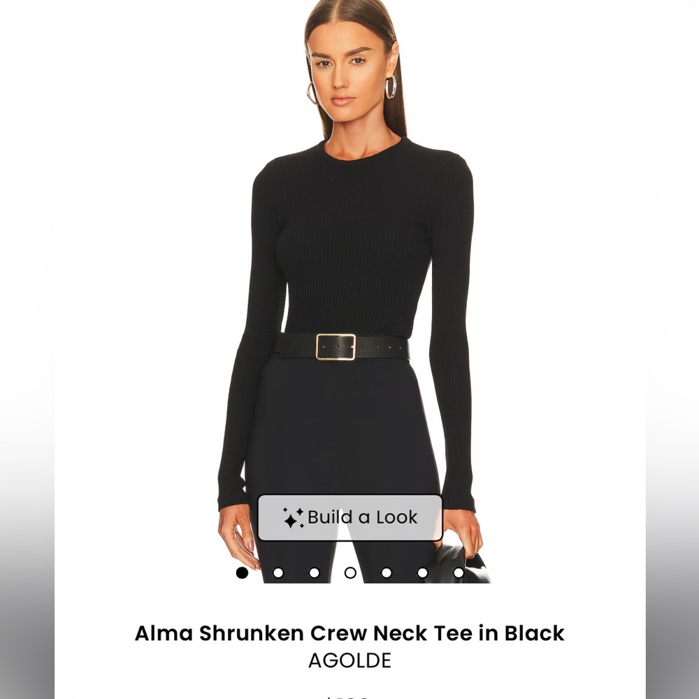 Agolde Black Ribbed Crew Neck Top
